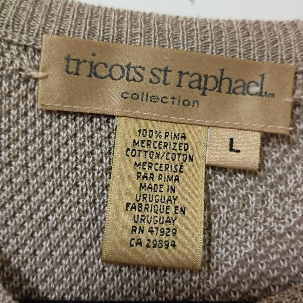 Tricots St Raphael Beige Leaf-Patterned Crewneck … - image 2